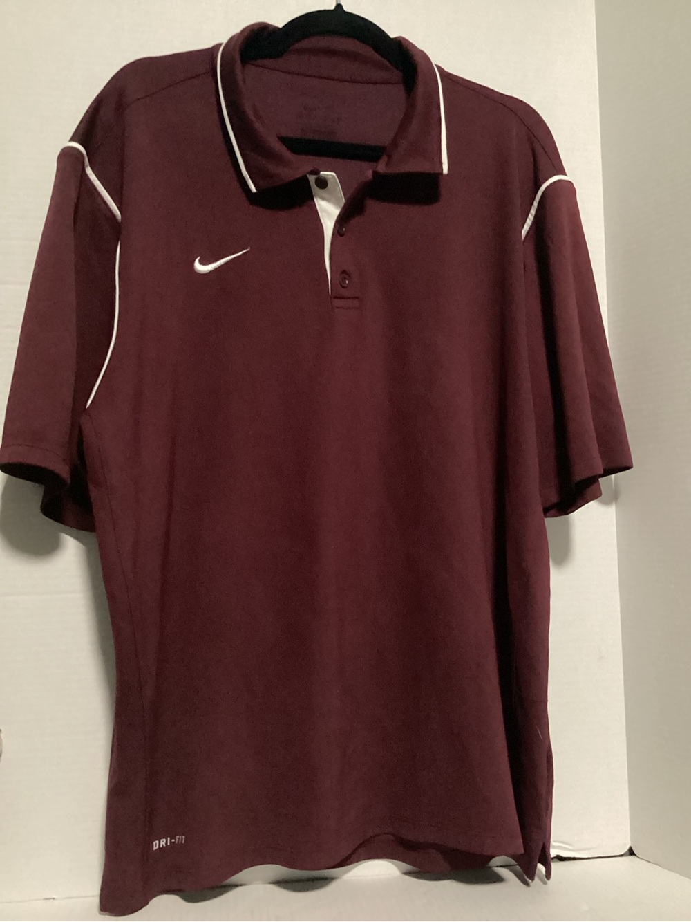 Nike Men’s Dri-Fit Maroon Polo with White Trim Size XL